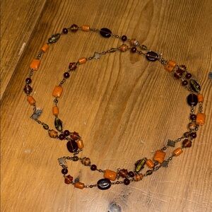 Amaretto Necklace-Amber & Caramel Tiramisu glass beads+Boho findings VTG
